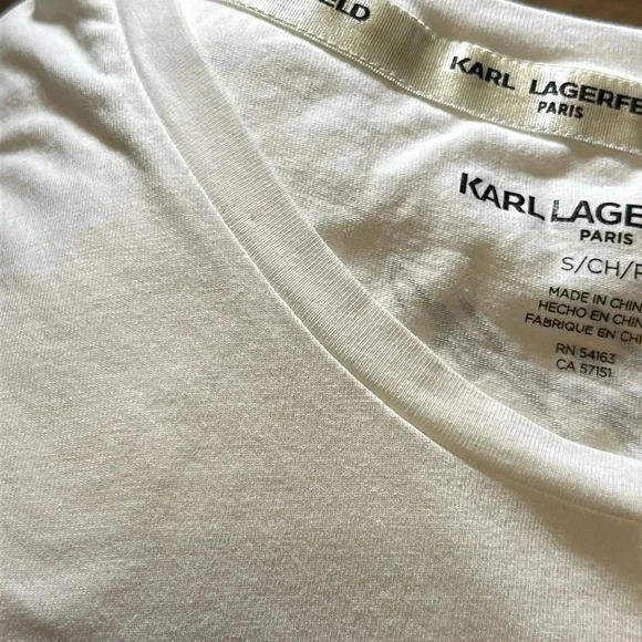 RARE Karl Lagerfeld Paris Signature Logo Short Sleeve T-Shirt Size Small - Picture 10 of 11